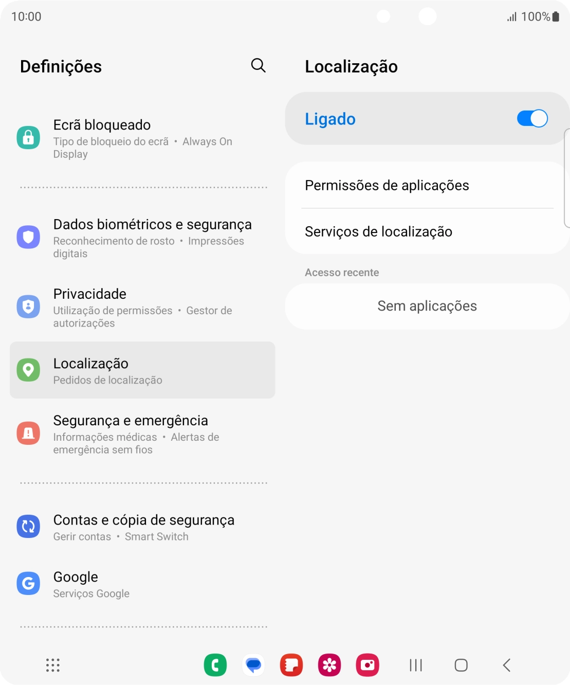 Prima Permissões de aplicações.