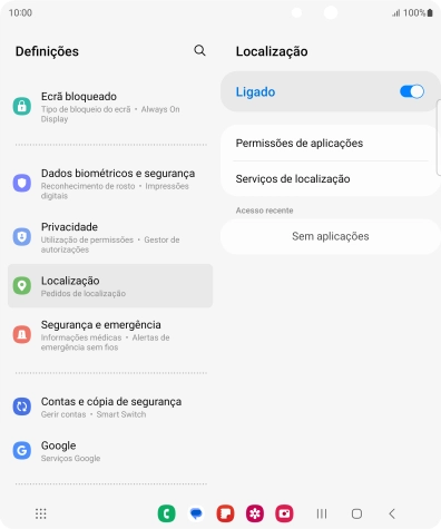 Prima Permissões de aplicações.