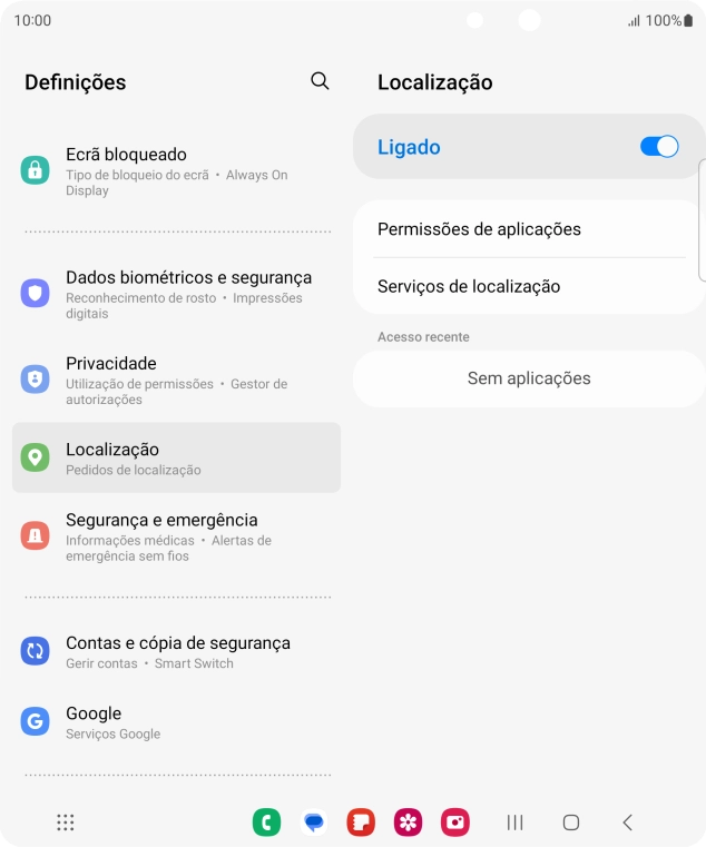 Prima Permissões de aplicações.