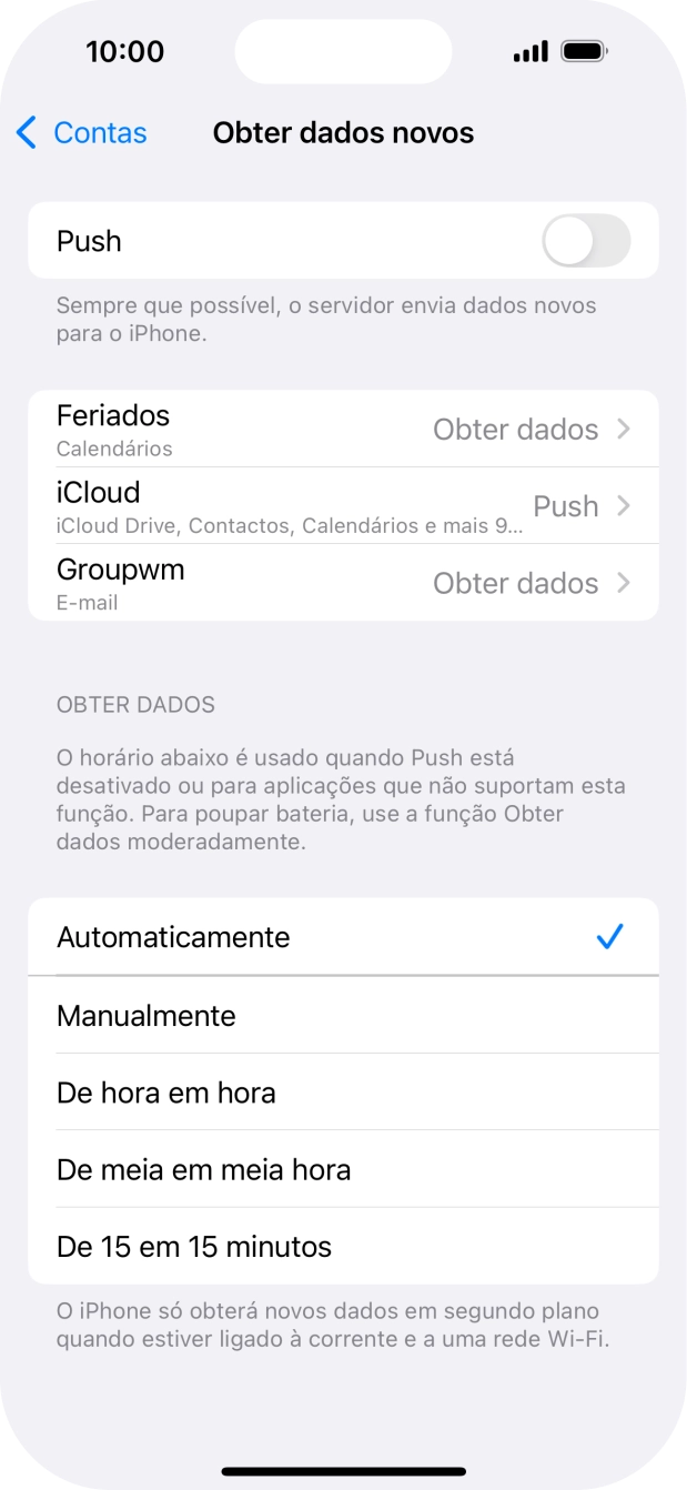 Se desativar a função, prima a definição pretendida.