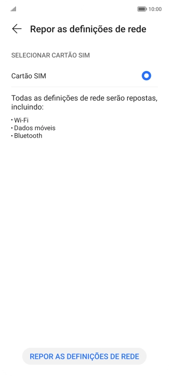 Prima REPOR AS DEFINIÇÕES DE REDE.