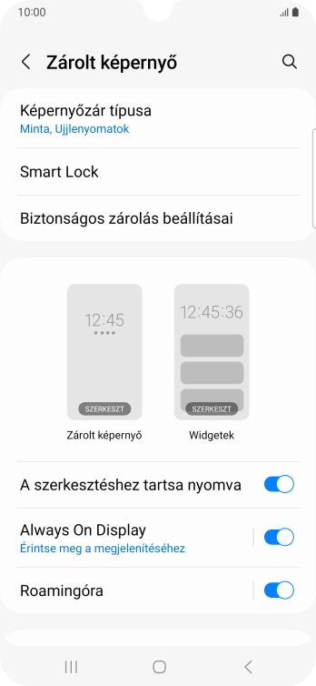 Válaszd a Képernyőzár típusa lehetőséget, és írd be az extra képernyőzárkódot, amit korábban már beállítottál.