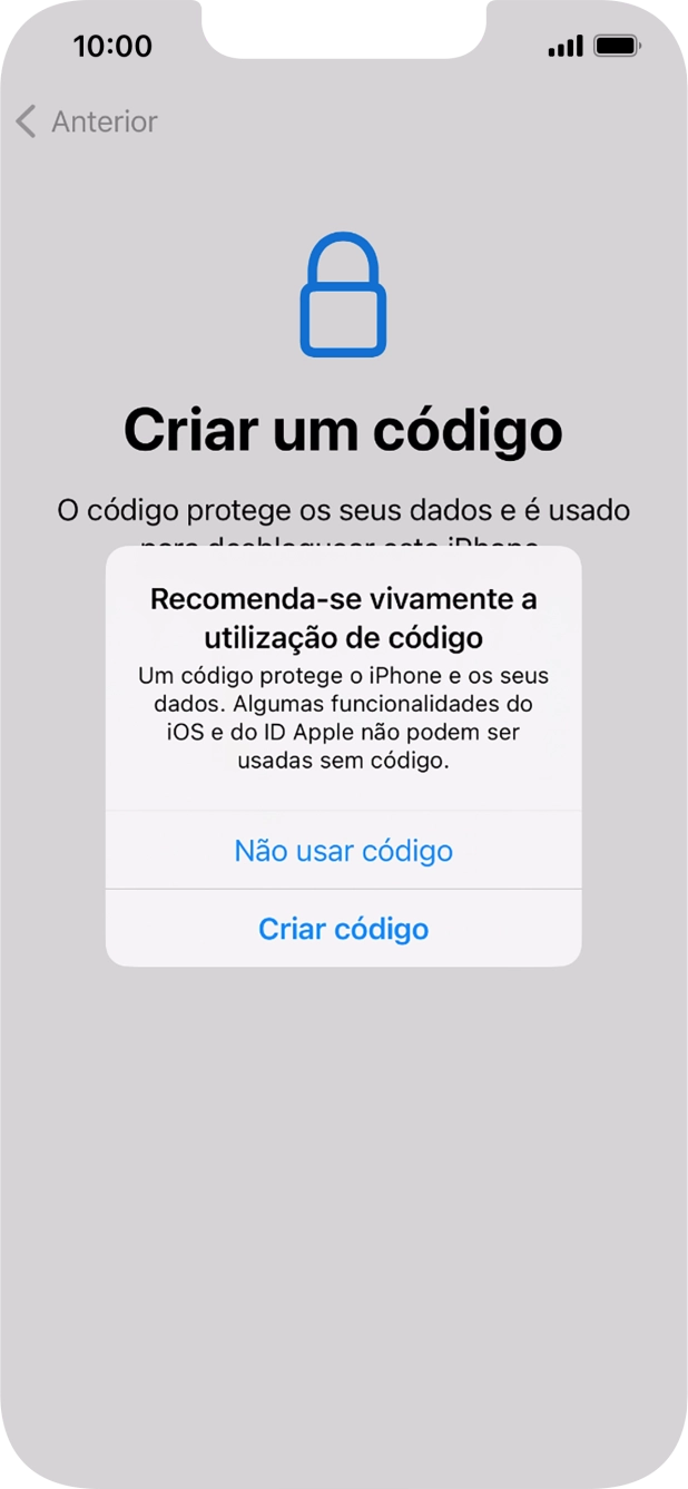 Se desativar a função, prima Não usar código.