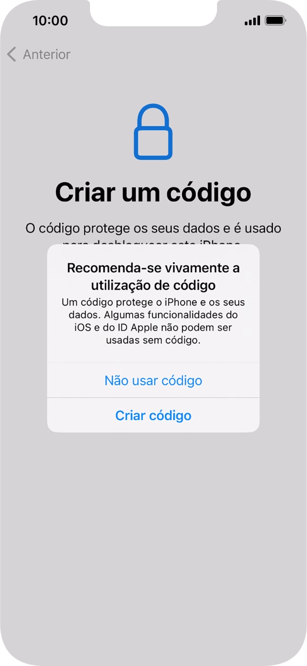 Se desativar a função, prima Não usar código.