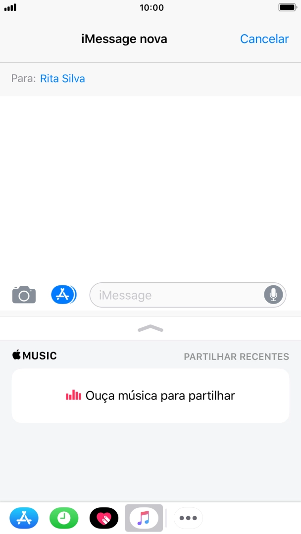 Também é possível enviar imagens, vídeo, audio e diferentes efeitos na iMessage. Siga as indicações no ecrã para enviar a iMessage com o conteúdo pretendido.