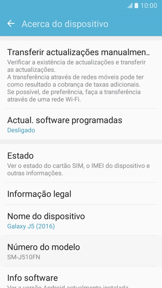 Prima Transferir actualizações manualmen... Se existir uma nova versão de software disponível, será agora indicado no ecrã. 
Siga as indicações no ecrã para atualizar o software do telefone.