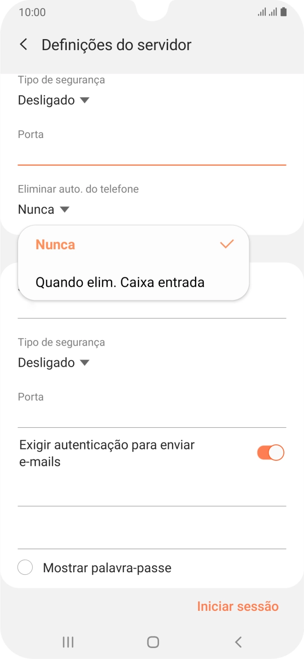 Prima Nunca para manter os e-mails no servidor quando estes são apagados no telefone.