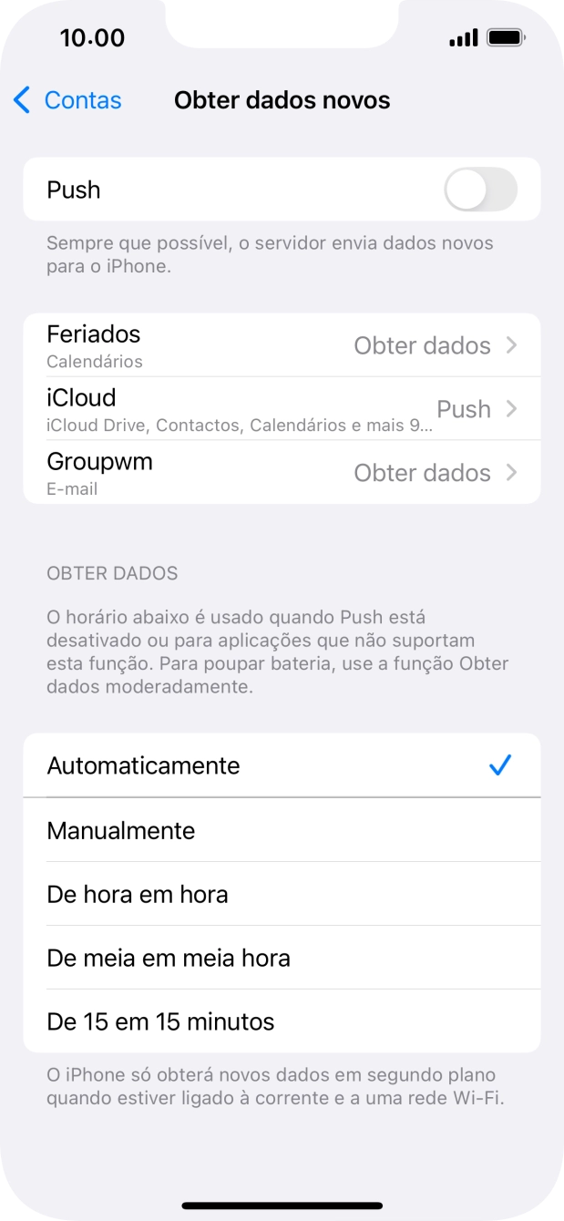 Se desativar a função, prima a definição pretendida.