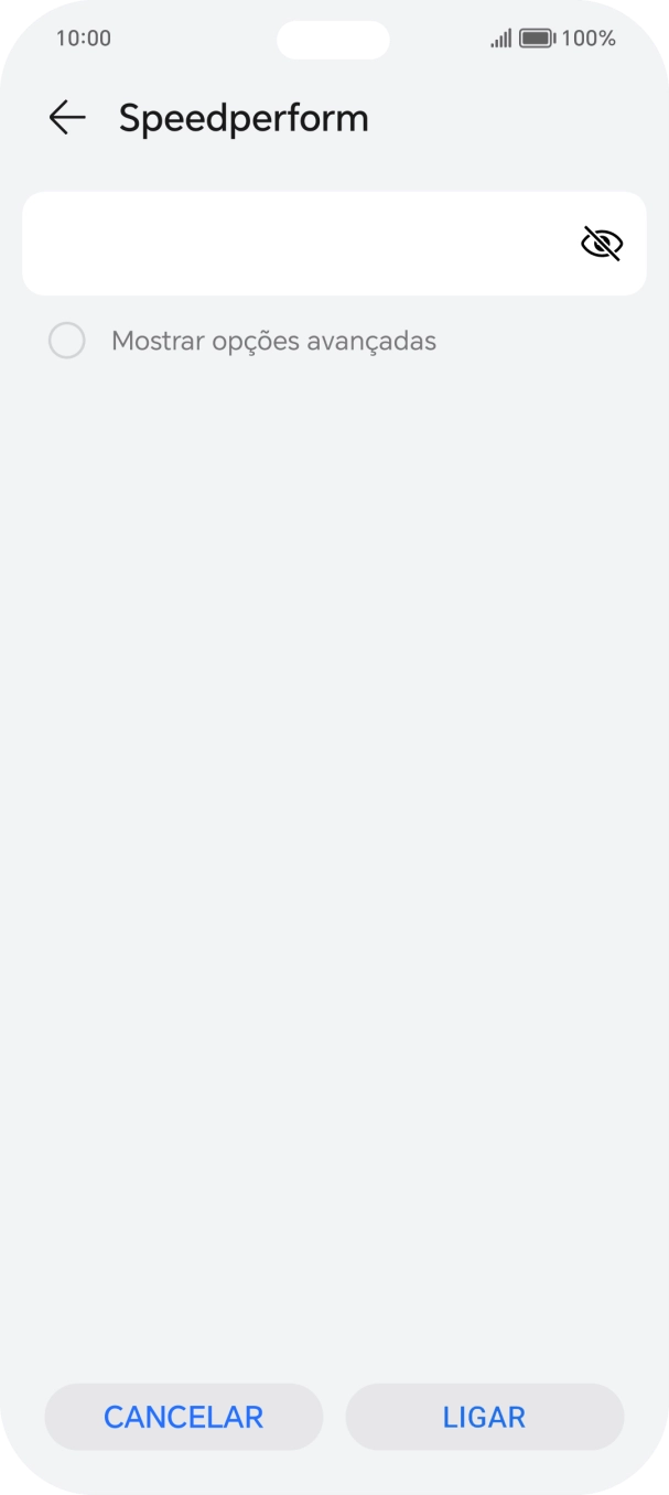 Introduza a password da rede Wi-Fi e prima LIGAR.