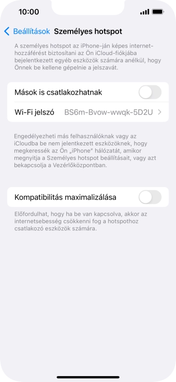 Kattints a Wi-Fi jelszó mezőre, és írd be a kívánt jelszót.