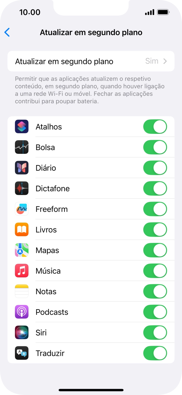 Prima Atualizar em segundo plano.