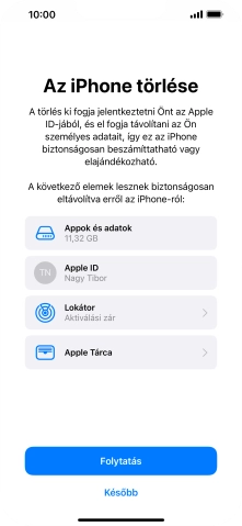 Válaszd a Folytatás lehetőséget.