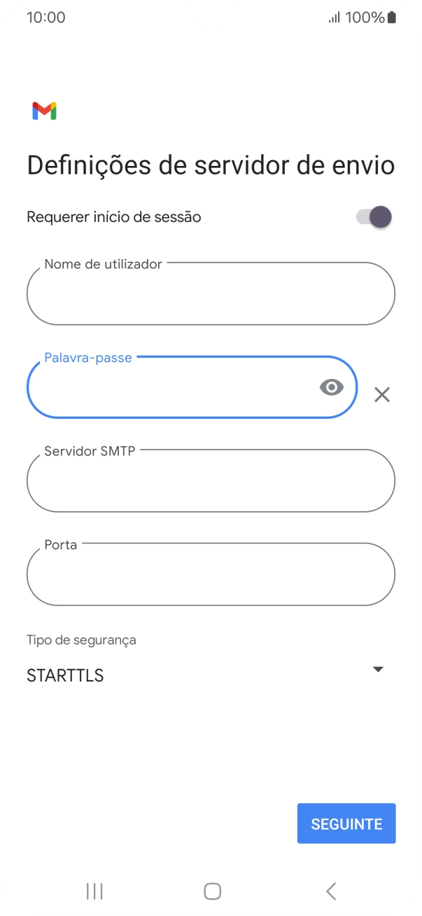 Prima Servidor SMTP e insira smtp.vodafone.pt.
