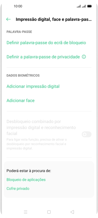 Prima Adicionar impressão digital.