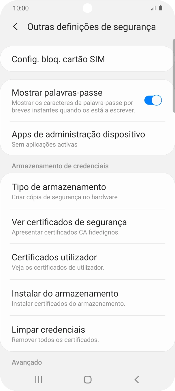Prima Config. bloq. cartão SIM.