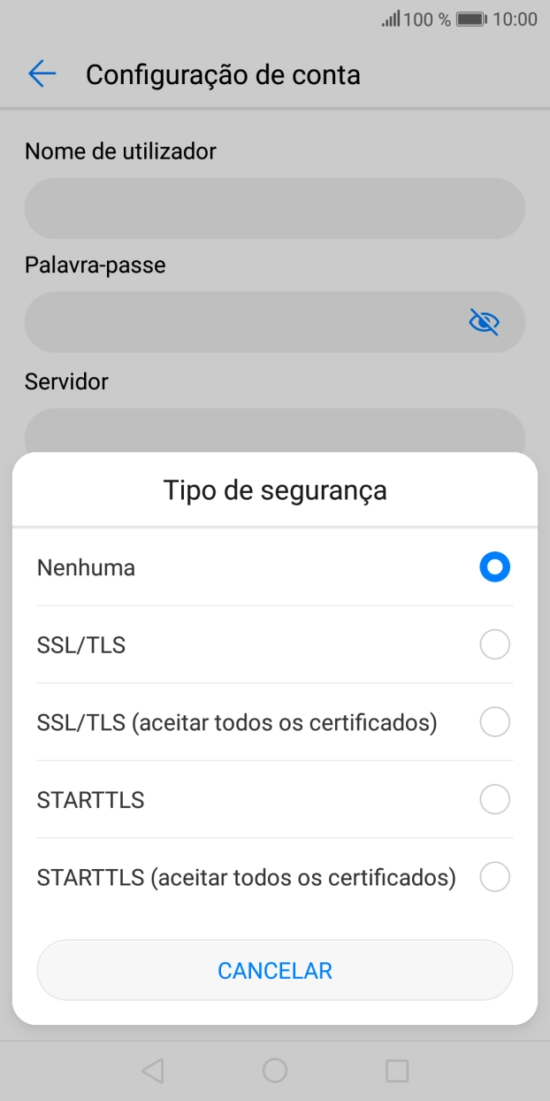 Prima SSL/TLS (aceitar todos os certificados) para ativar a função.