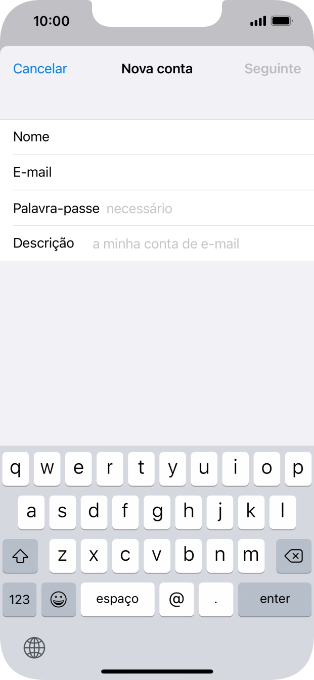 Prima Palavra-passe e introduza a password da sua conta de e-mail na Vodafone.