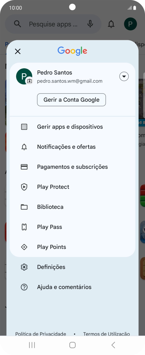 Prima Gerir apps e dispositivos.