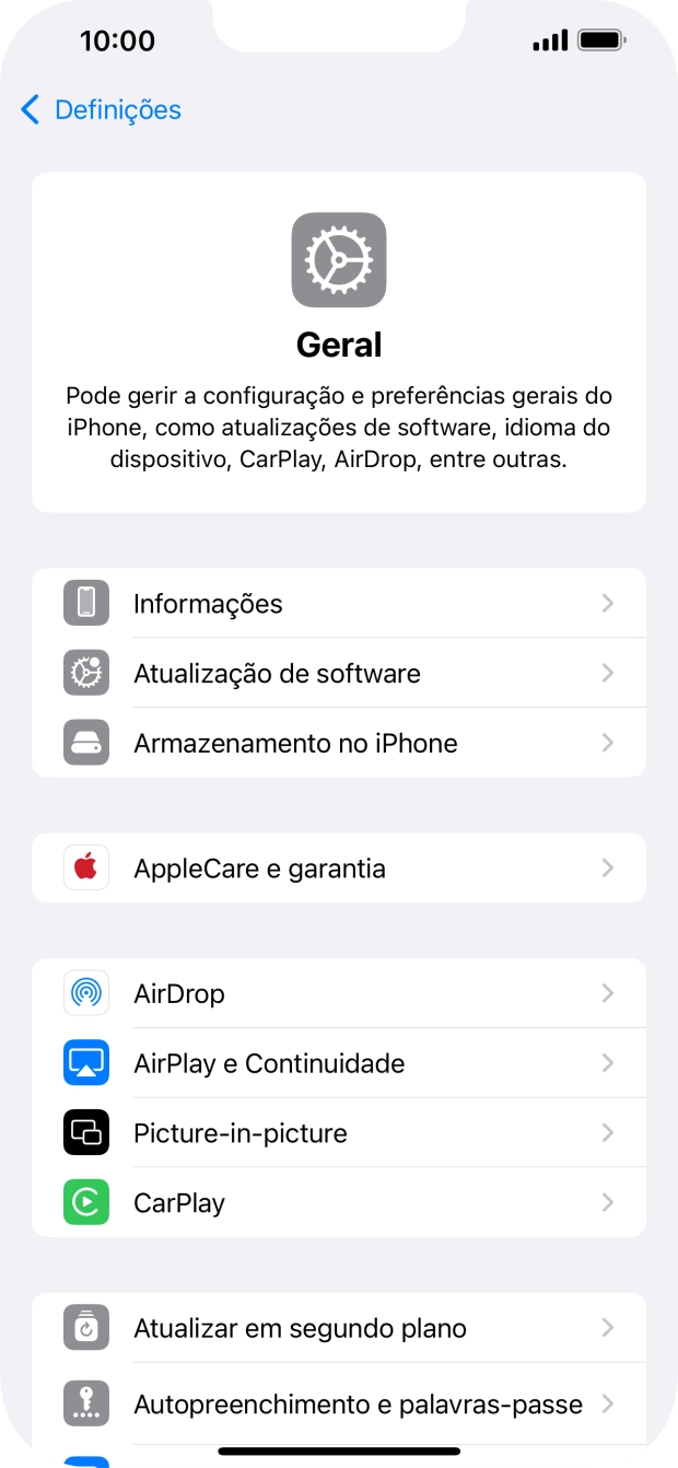 Prima Atualização de software. Se existir uma nova versão de software disponível, será agora indicado no ecrã. Siga as indicações no ecrã para atualizar o software do telefone.