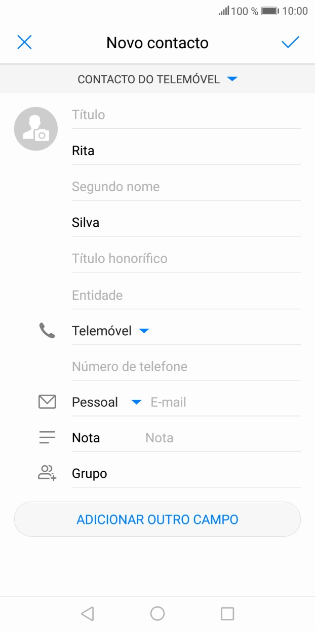 Prima Número de telefone e introduza o número de telefone.