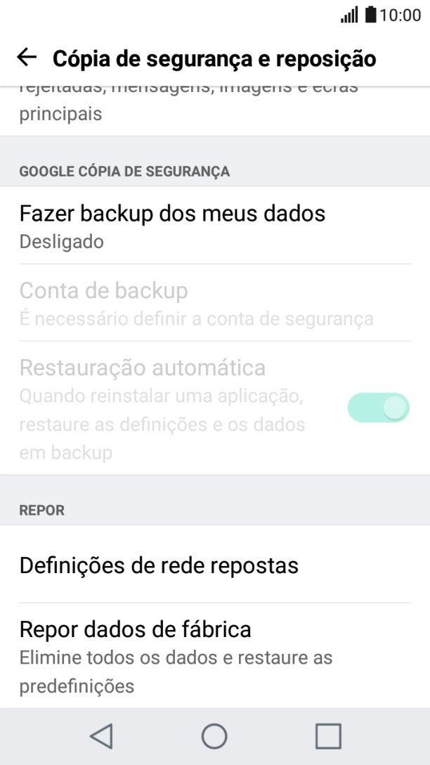 Prima Repor dados de fábrica.