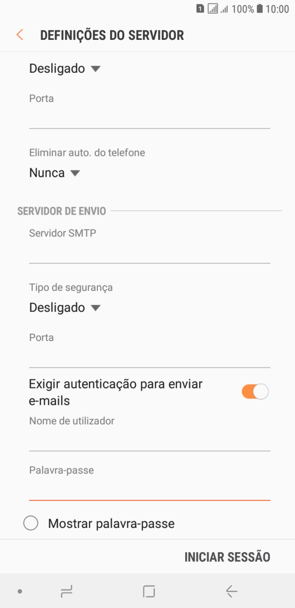 Prima INICIAR SESSÃO.