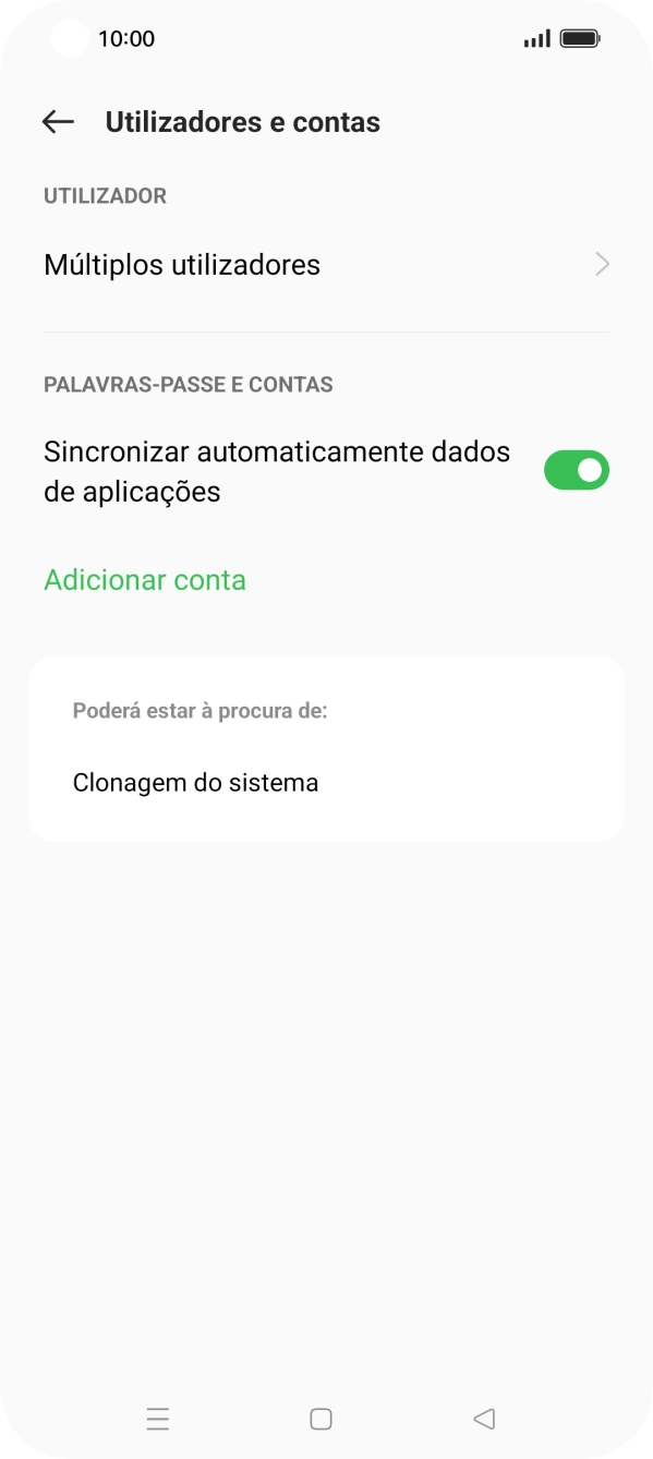 Prima Adicionar conta.