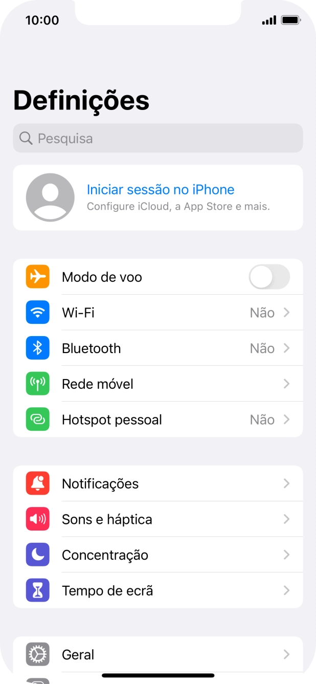 Prima Iniciar sessão no iPhone.
