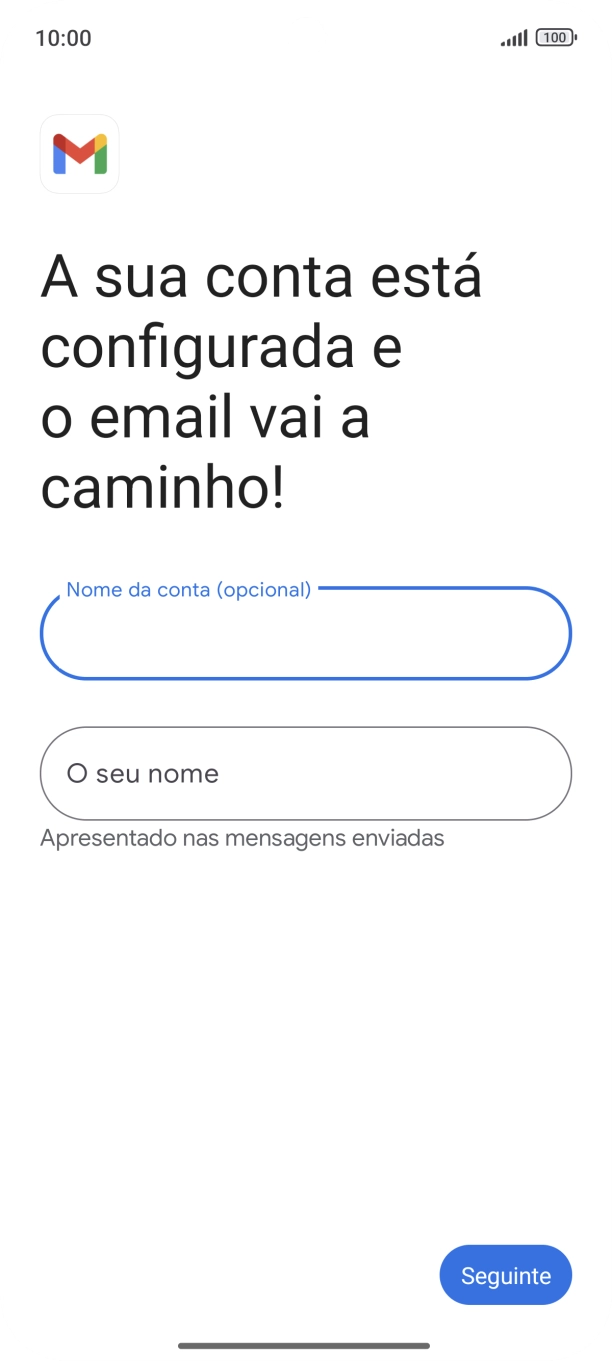 Prima O seu nome e introduza o nome do remetente pretendido.