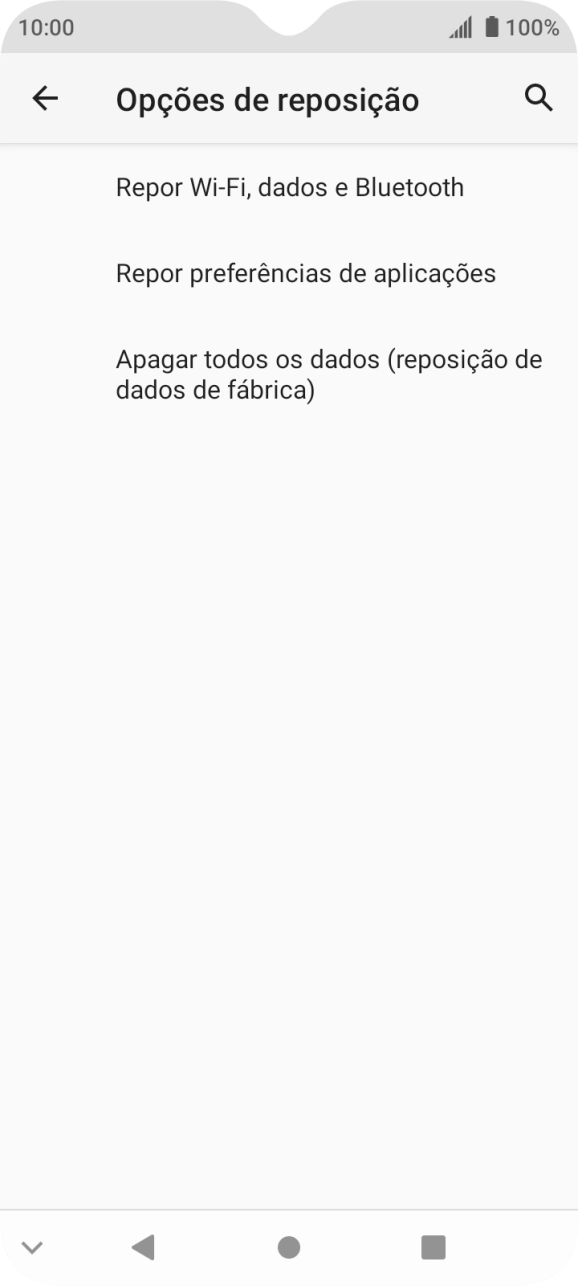 Prima Apagar todos os dados (reposição de dados de fábrica).