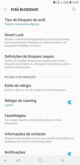Prima Tipo de bloqueio do ecrã e introduza o código de bloqueio do telefone adicional.