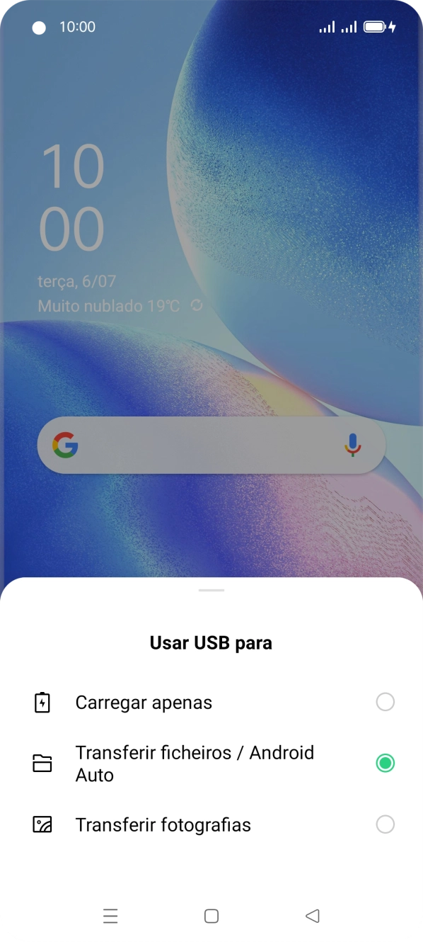 Prima Transferir ficheiros / Android Auto.