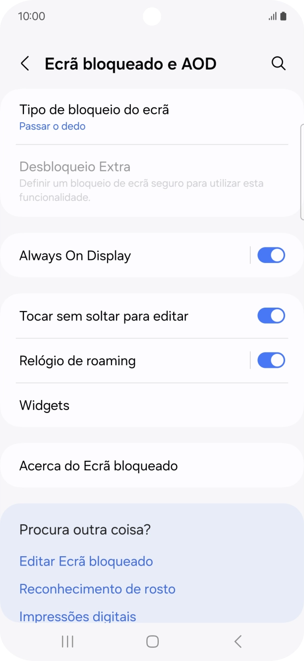 Prima Tipo de bloqueio do ecrã.