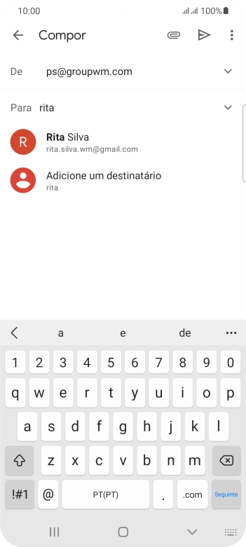 Prima o contacto pretendido.
