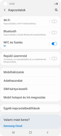 Válaszd a Mobil hotspot és Int. megosztás lehetőséget.