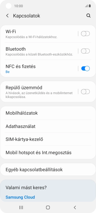 Válaszd a Mobil hotspot és Int. megosztás lehetőséget.