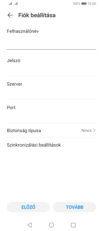Kattints a „Szerver” alatti mezőre, és írd be az e-mail szolgáltatód bejövő szerverének a nevét.