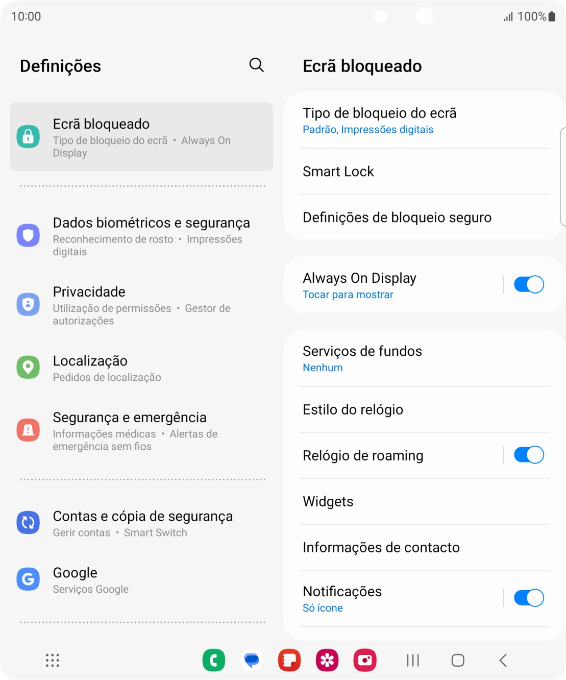 Prima Tipo de bloqueio do ecrã e introduza o código adicional de bloqueio do telefone que criou anteriormente.
