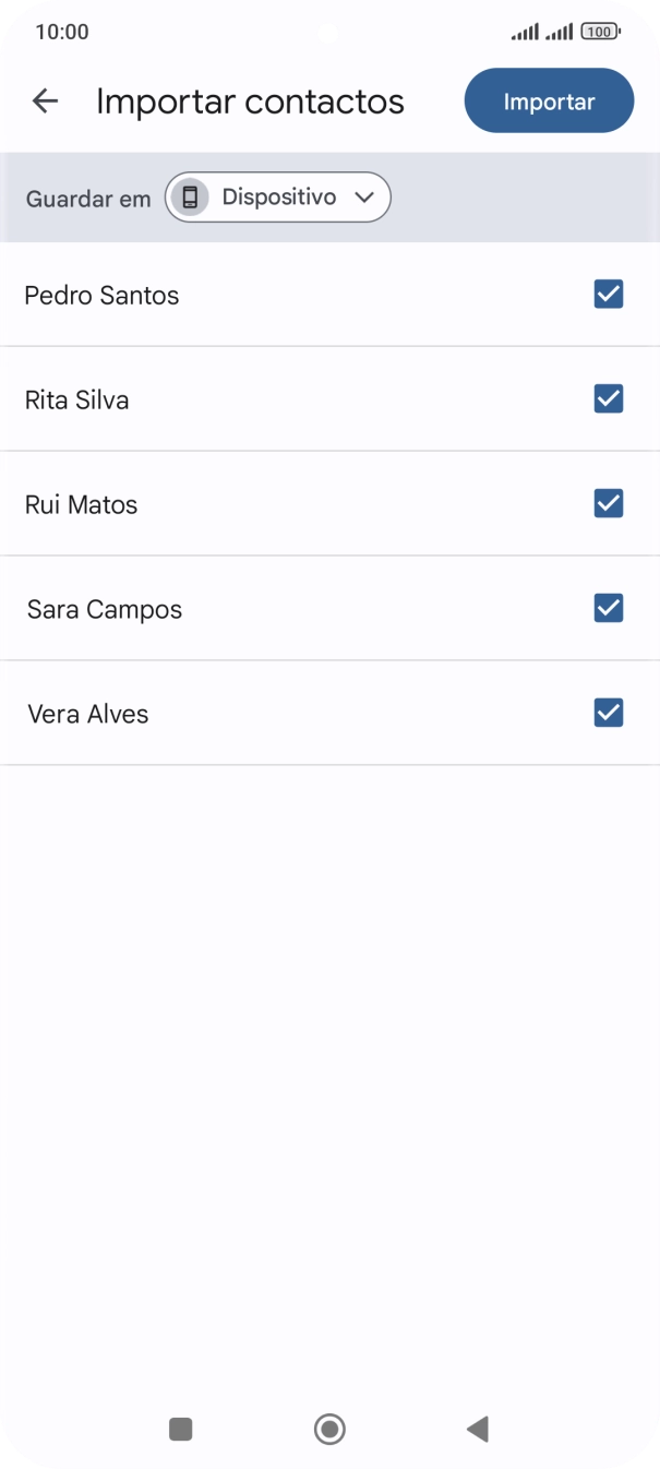 Prima os campos junto dos contactos pretendidos.