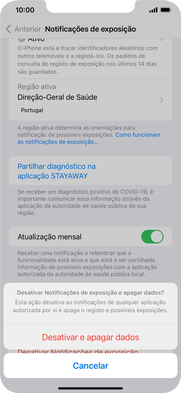 Prima Desativar e apagar dados.