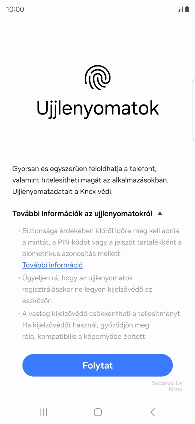 Válaszd a Folytat lehetőséget.