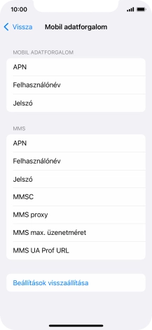 Válaszd az APN lehetőséget. Amennyiben előfizetésed van, írd be azt, hogy mms.vodafone.net.