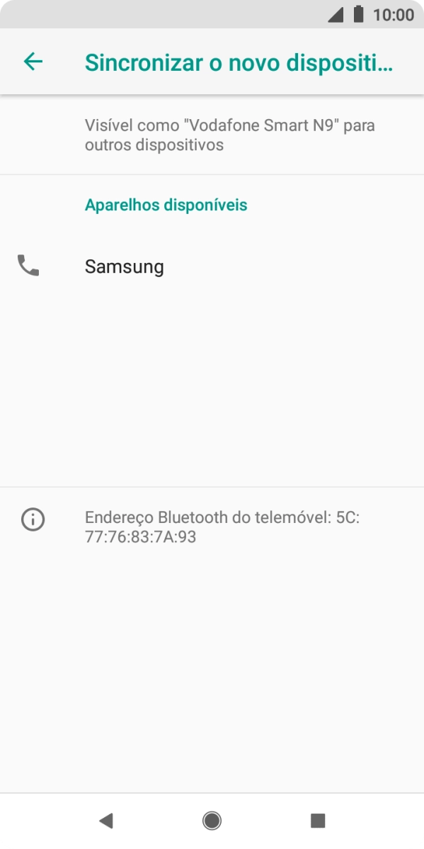 Prima o dispositivo Bluetooth pretendido e siga as indicações no ecrã para emparelhar o dispositivo pretendido com o telefone.