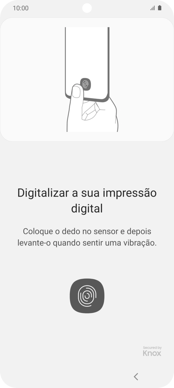 Siga as indicações no ecrã para definir a impressão digital como código de bloqueio.