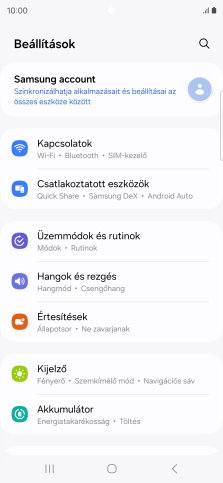 Válaszd a Kapcsolatok lehetőséget.