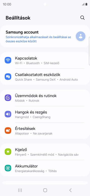 Válaszd a Kapcsolatok lehetőséget.