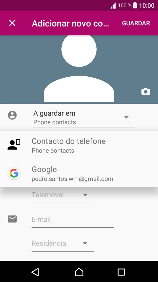 Prima Contacto do telefone.