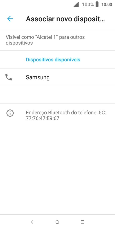 Prima o dispositivo Bluetooth pretendido e siga as indicações no ecrã para emparelhar o dispositivo pretendido com o telefone.