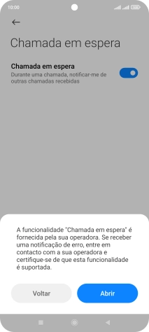 Se ativar a função, prima Abrir.