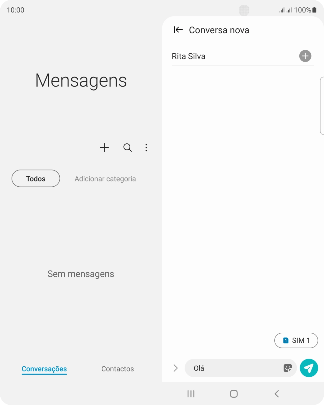 Prima o ícone para enviar quando terminar de escrever a sua mensagem curta.